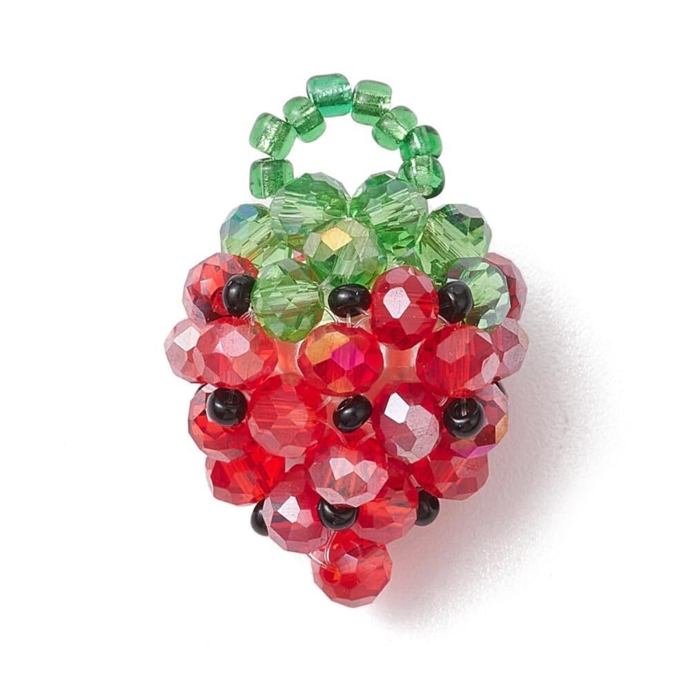 8833 10Pcs Red Strawberry Pendants Handmade Imitation Fruit Dangle Charms